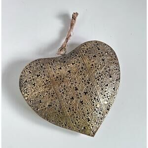 Oversized Brushed Gold 7" Heart Ornament with Hanger Christmas Valentines